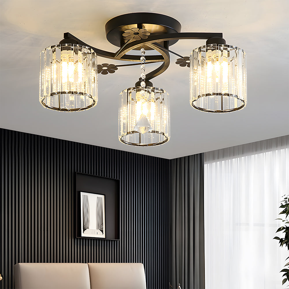 Crystal Luxury Semi Flush Ceiling Light