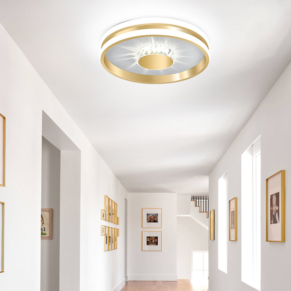 Gold Crystal LED Hallway Ceiling Light