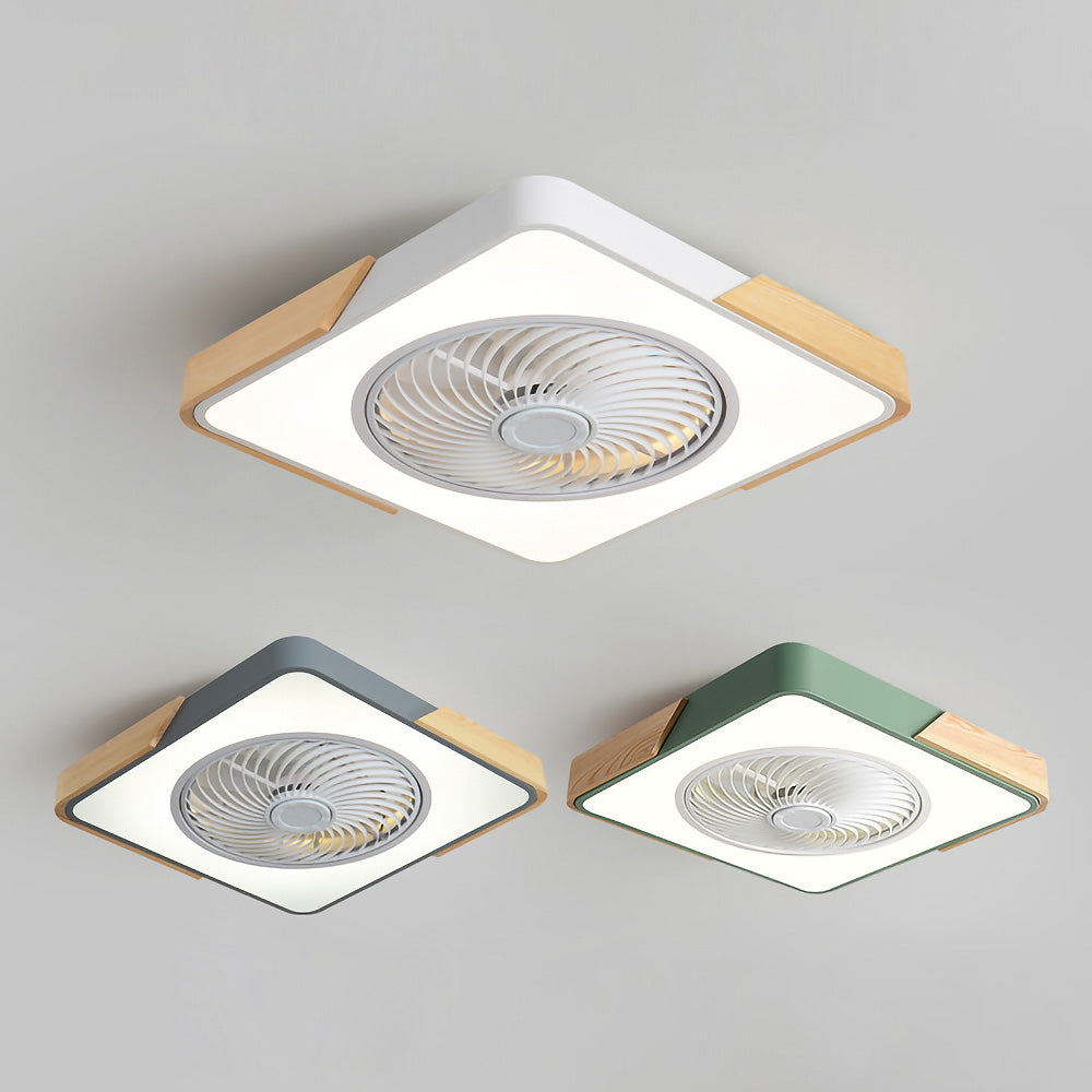 Round Modern Wood Ceiling Fans With LED Lights