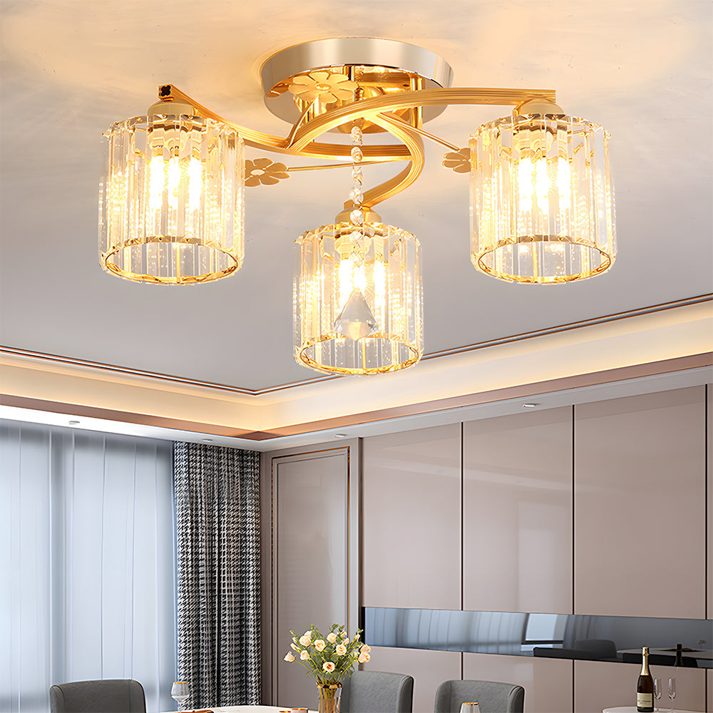 Crystal Luxury Semi Flush Ceiling Light