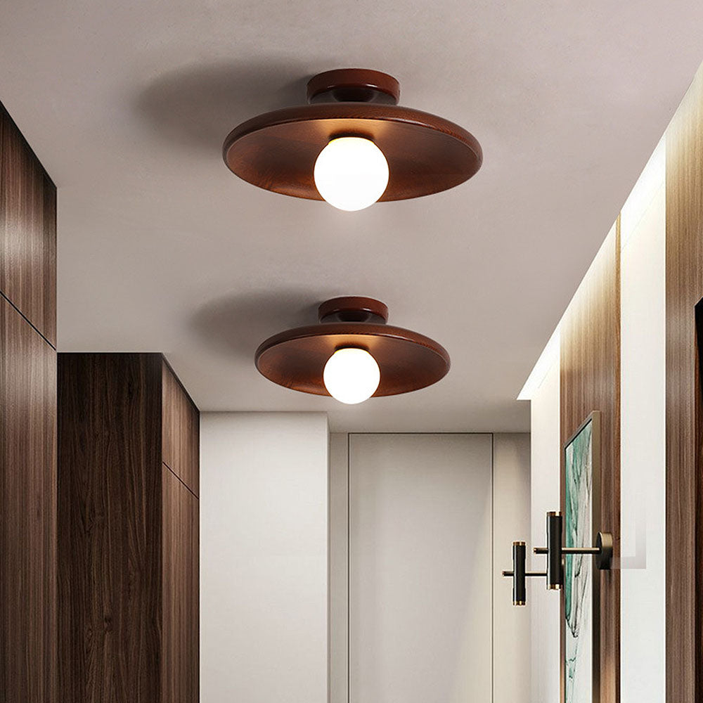 Nordic Wooden Minimalist Round Hallway Ceiling Light