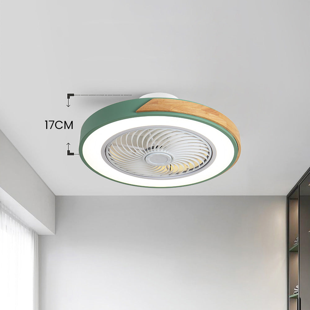 Round Modern Wood Ceiling Fans With LED Lights