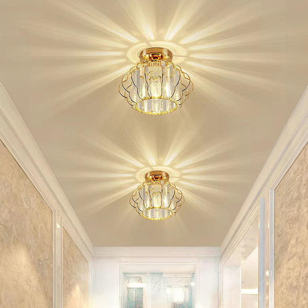 Gold Crystal Hallway Ceiling Light