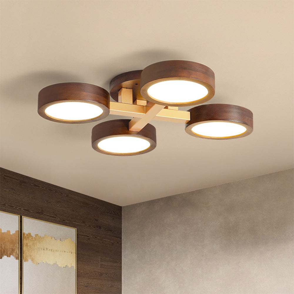 Iron Wood Modern LED Bedroom Ceiling Light
