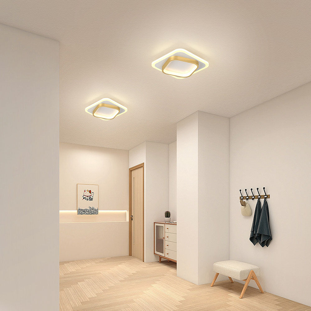 Gold Square LED Living Room Ceiling Light