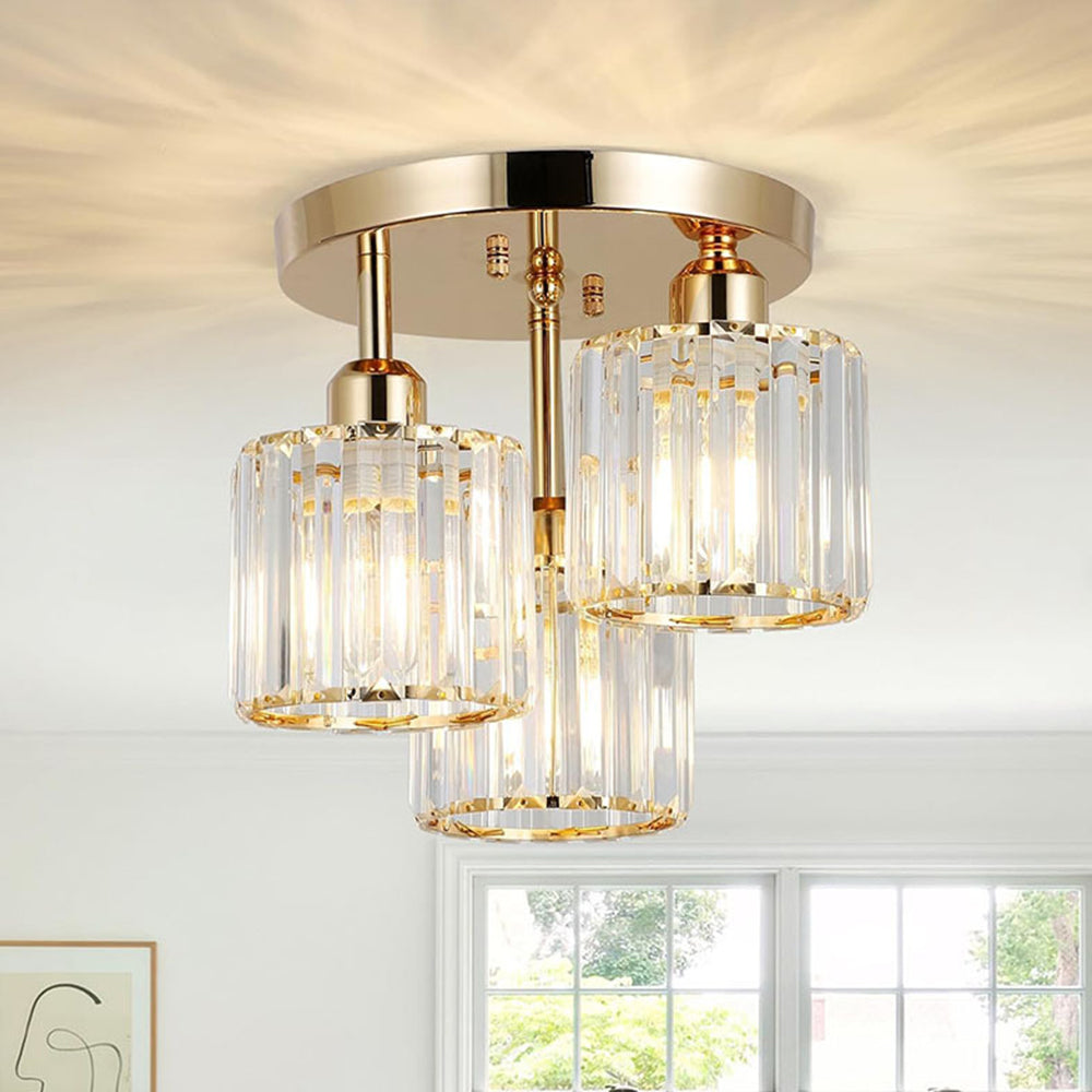 Modern Crystal Semi Flush Mount Bedroom Ceiling Light
