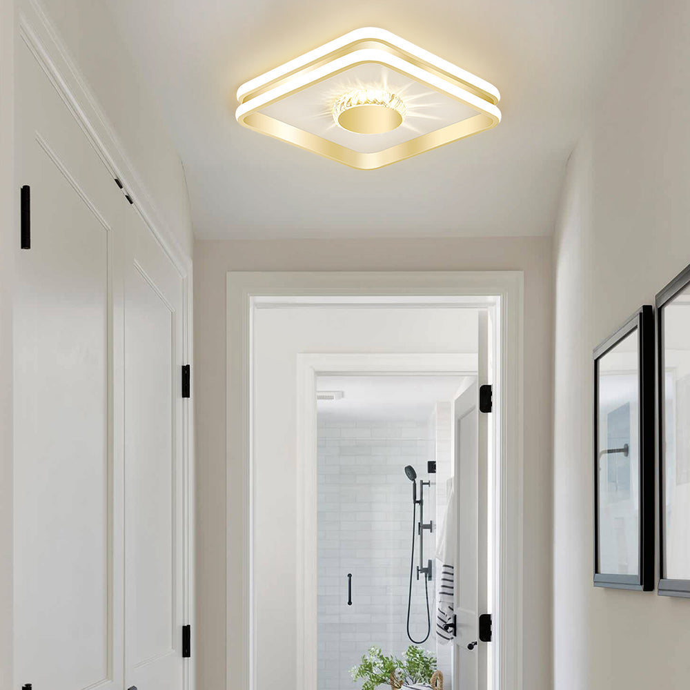 Gold Crystal LED Hallway Ceiling Light