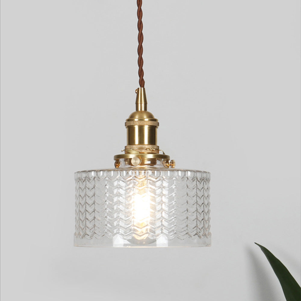 Vintage Cylinder Glass Pendant Light