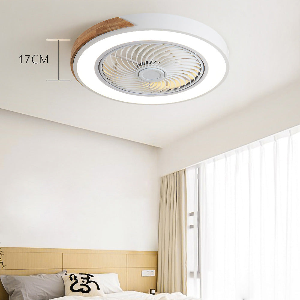Round Modern Wood Ceiling Fans With LED Lights