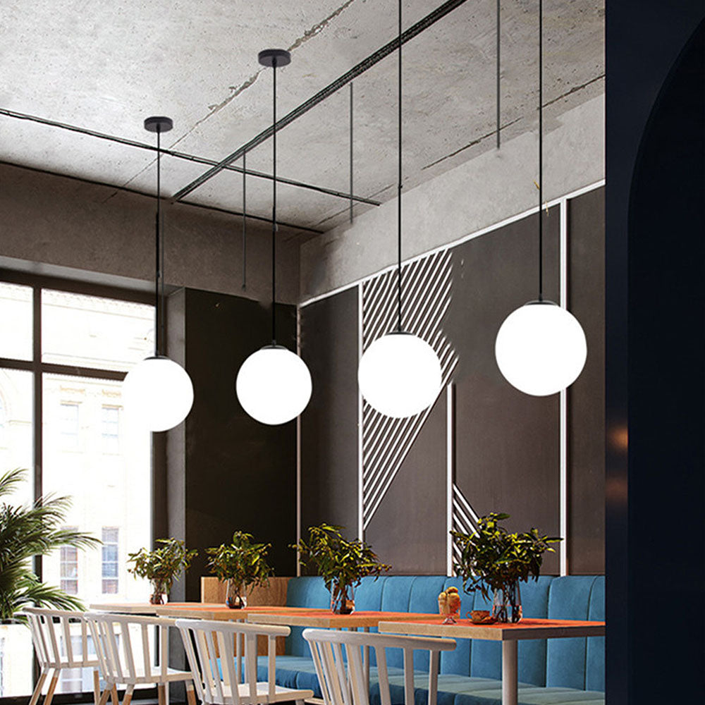 Simple Glass 1 Head Restaurant Pendant Light