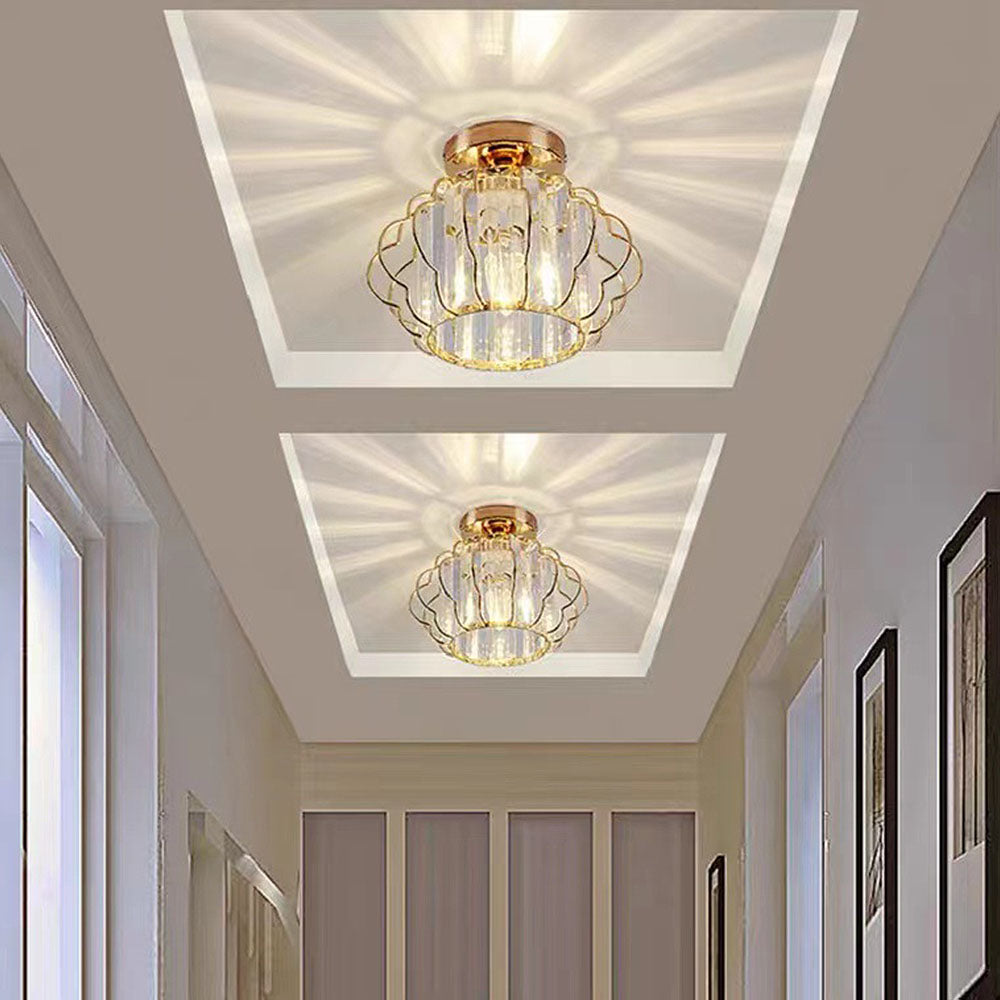 Gold Crystal Hallway Ceiling Light