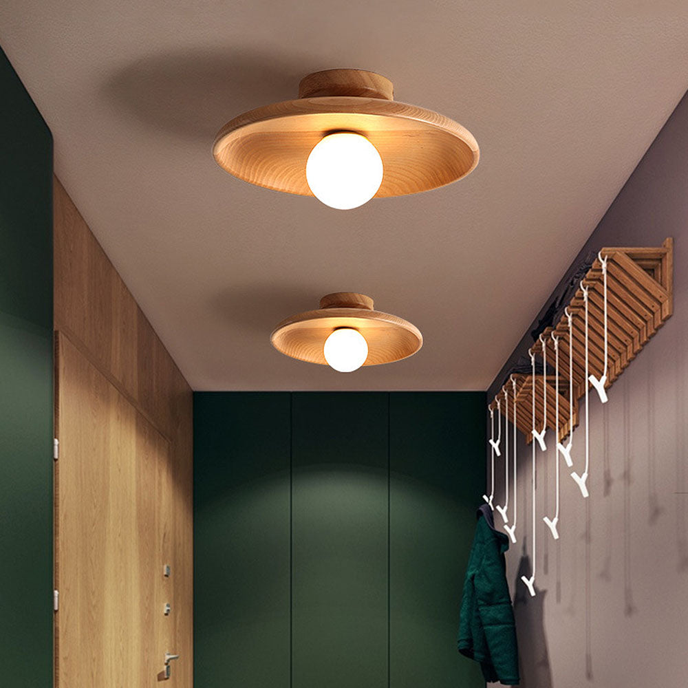 Nordic Wooden Minimalist Round Hallway Ceiling Light