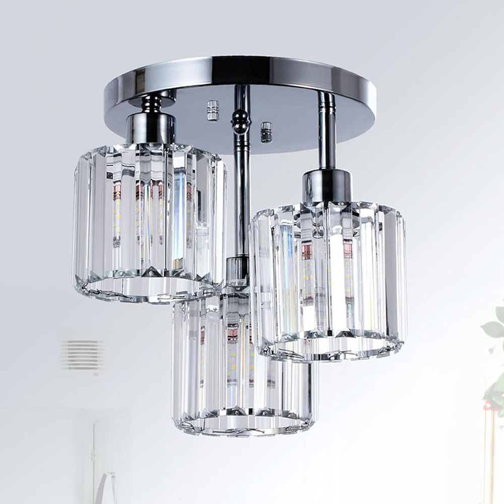 Modern Crystal Semi Flush Mount Bedroom Ceiling Light