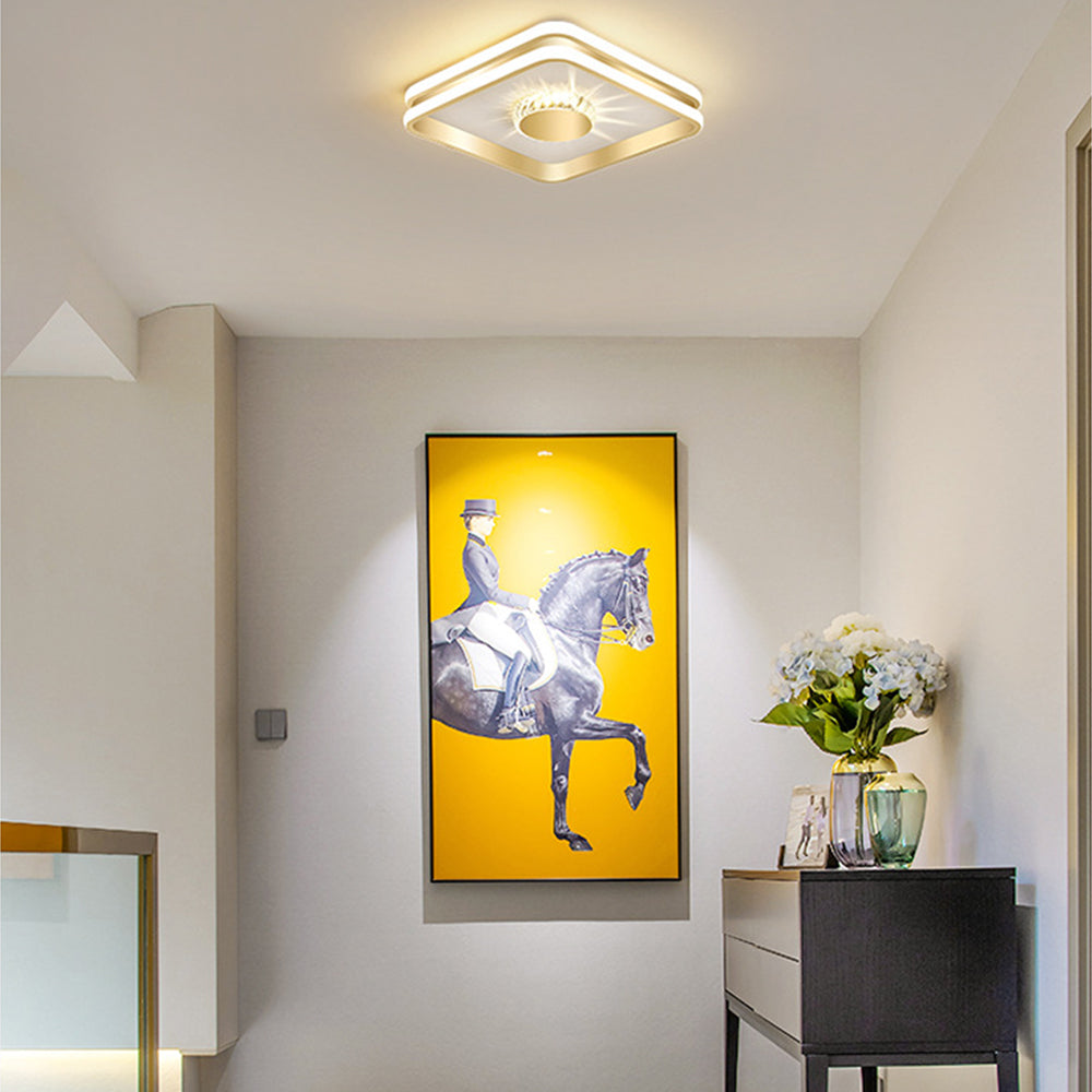 Gold Crystal LED Hallway Ceiling Light