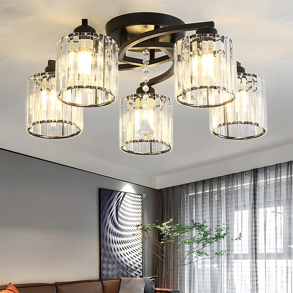 Crystal Luxury Semi Flush Ceiling Light