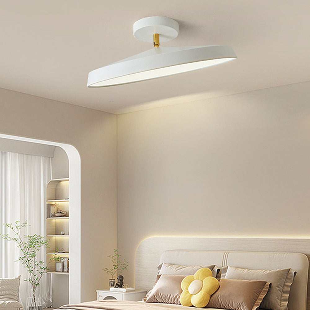Minimalist White LED Semi-Flush Ceiling Light