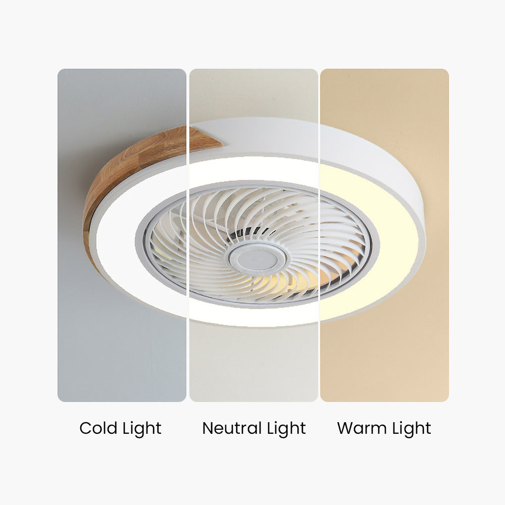 Round Modern Wood Ceiling Fans With LED Lights
