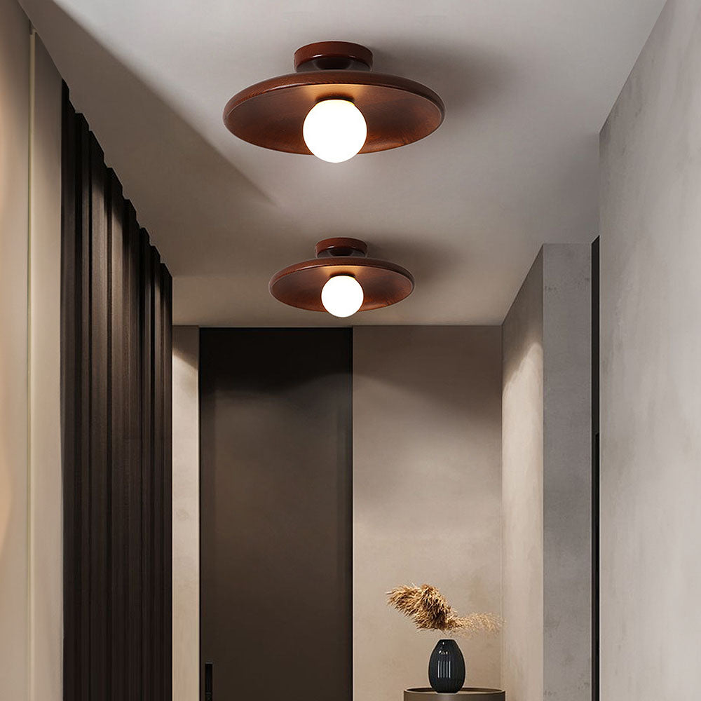 Nordic Wooden Minimalist Round Hallway Ceiling Light