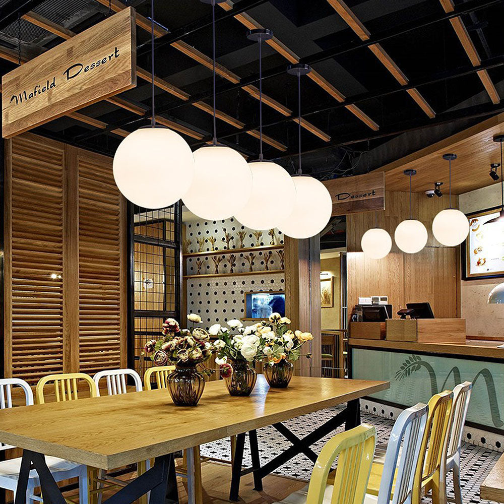 Simple Glass 1 Head Restaurant Pendant Light