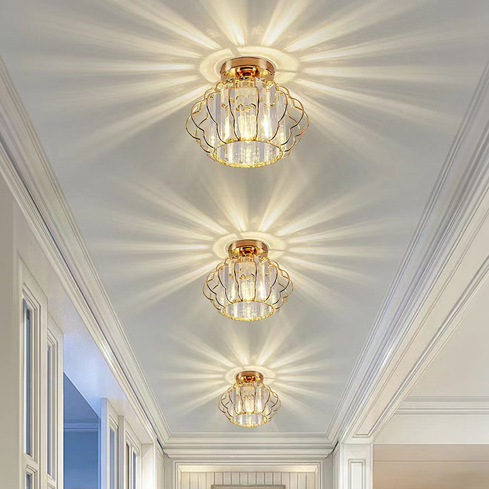 Gold Crystal Hallway Ceiling Light
