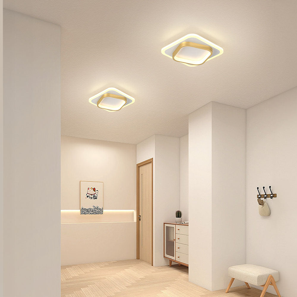 Gold Square LED Living Room Ceiling Light
