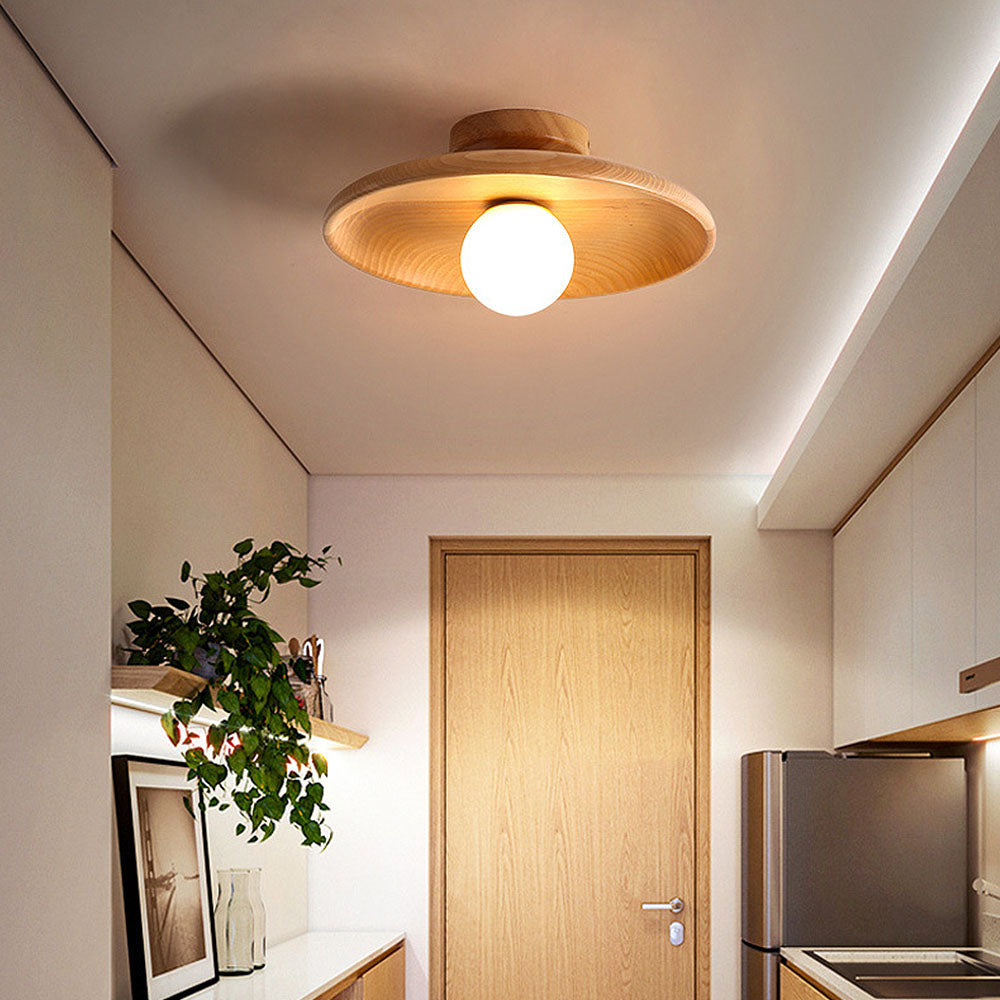 Nordic Wooden Minimalist Round Hallway Ceiling Light