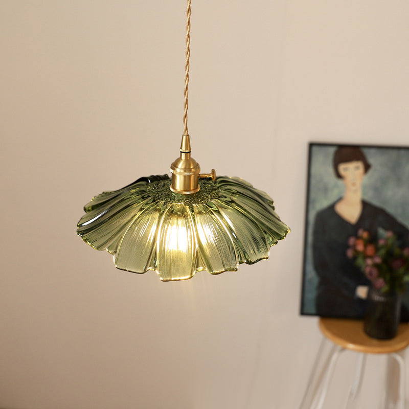 Retro Glass Flower Pendant Light For Dining Room