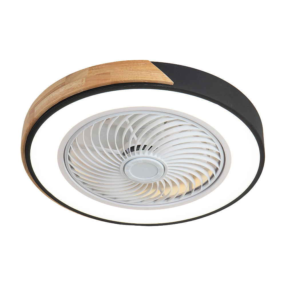 Round Modern Wood Ceiling Fans With LED Lights
