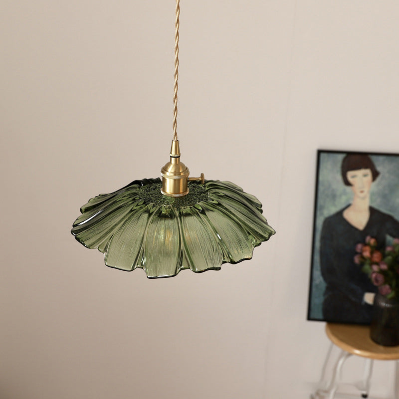 Retro Glass Flower Pendant Light For Dining Room