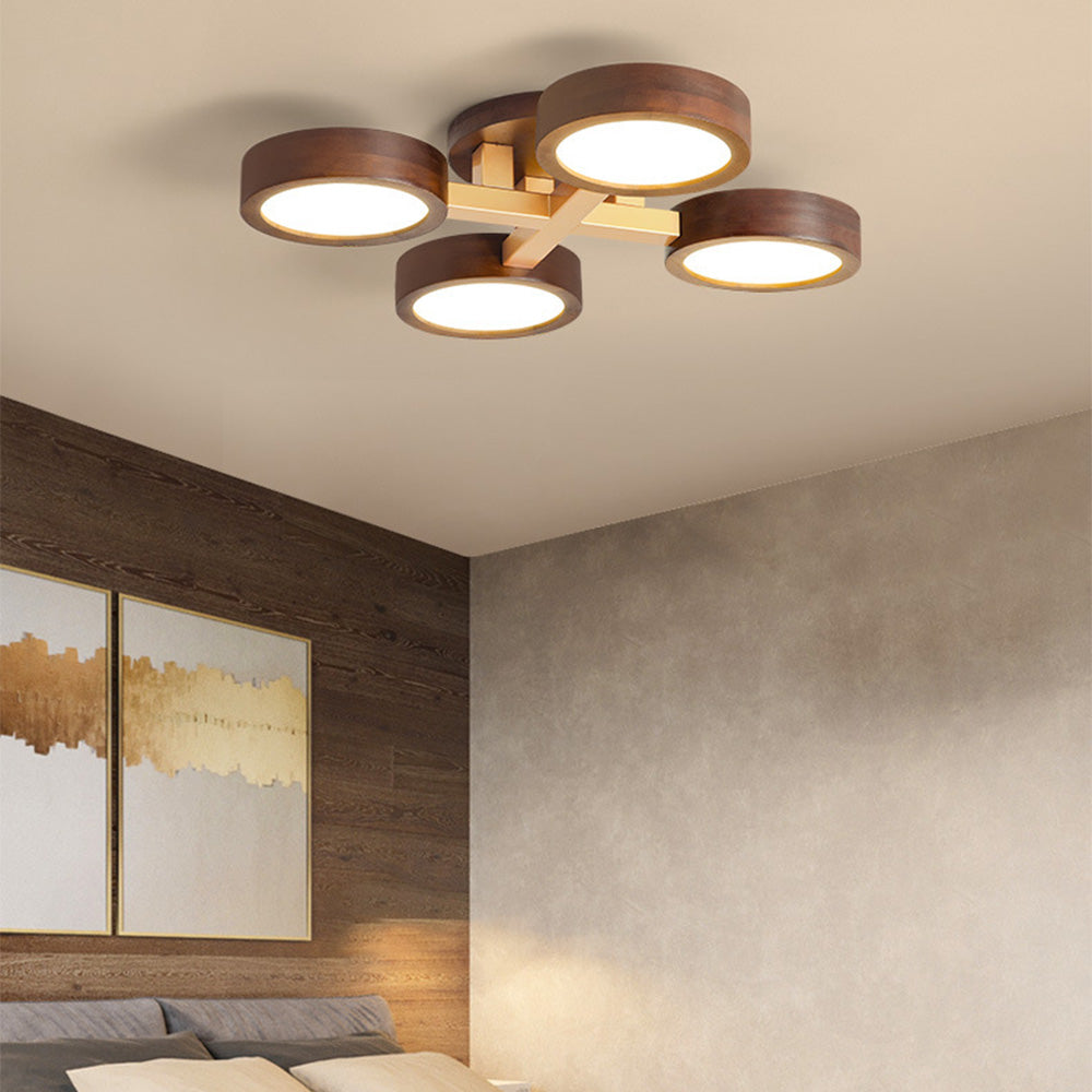 Iron Wood Modern LED Bedroom Ceiling Light