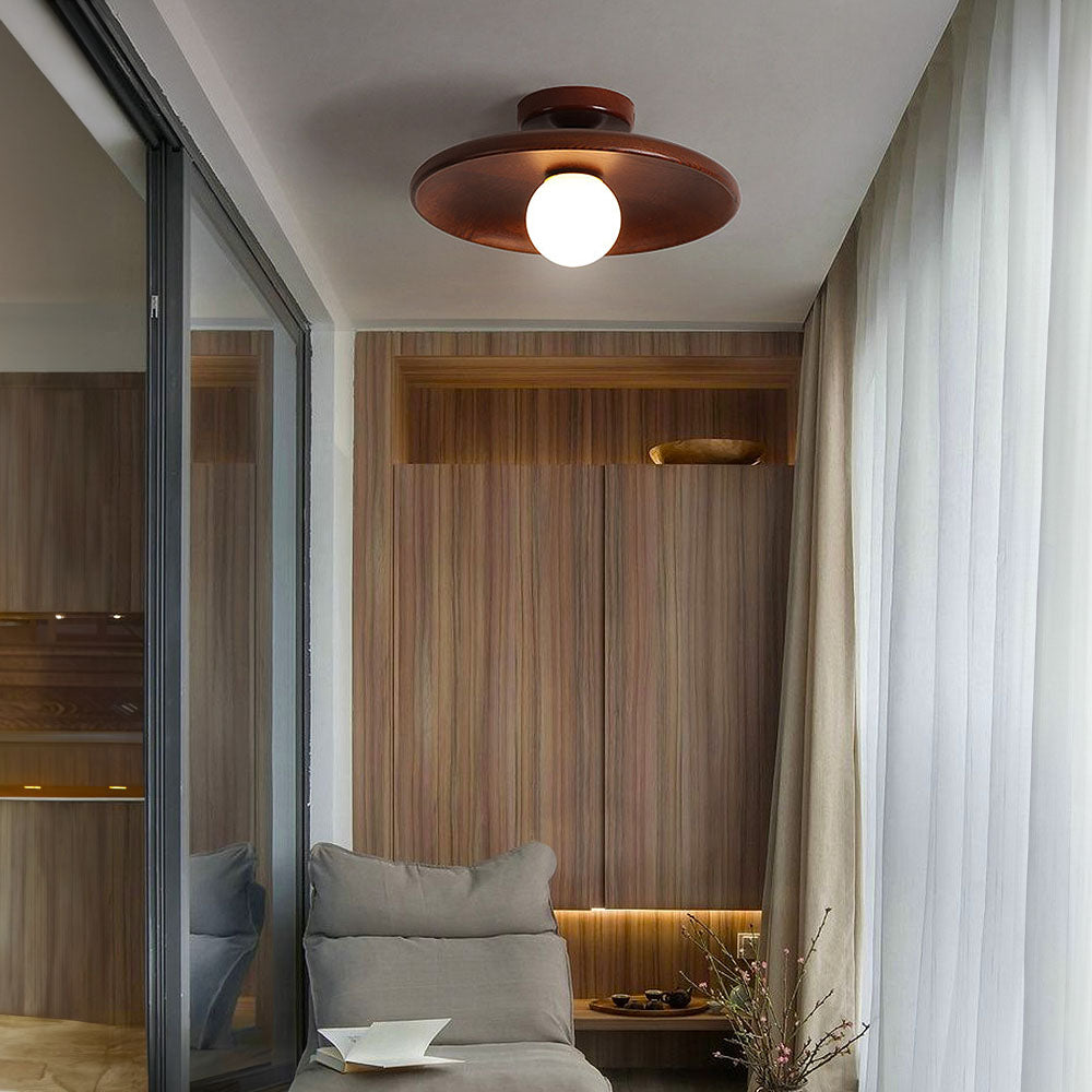 Nordic Wooden Minimalist Round Hallway Ceiling Light