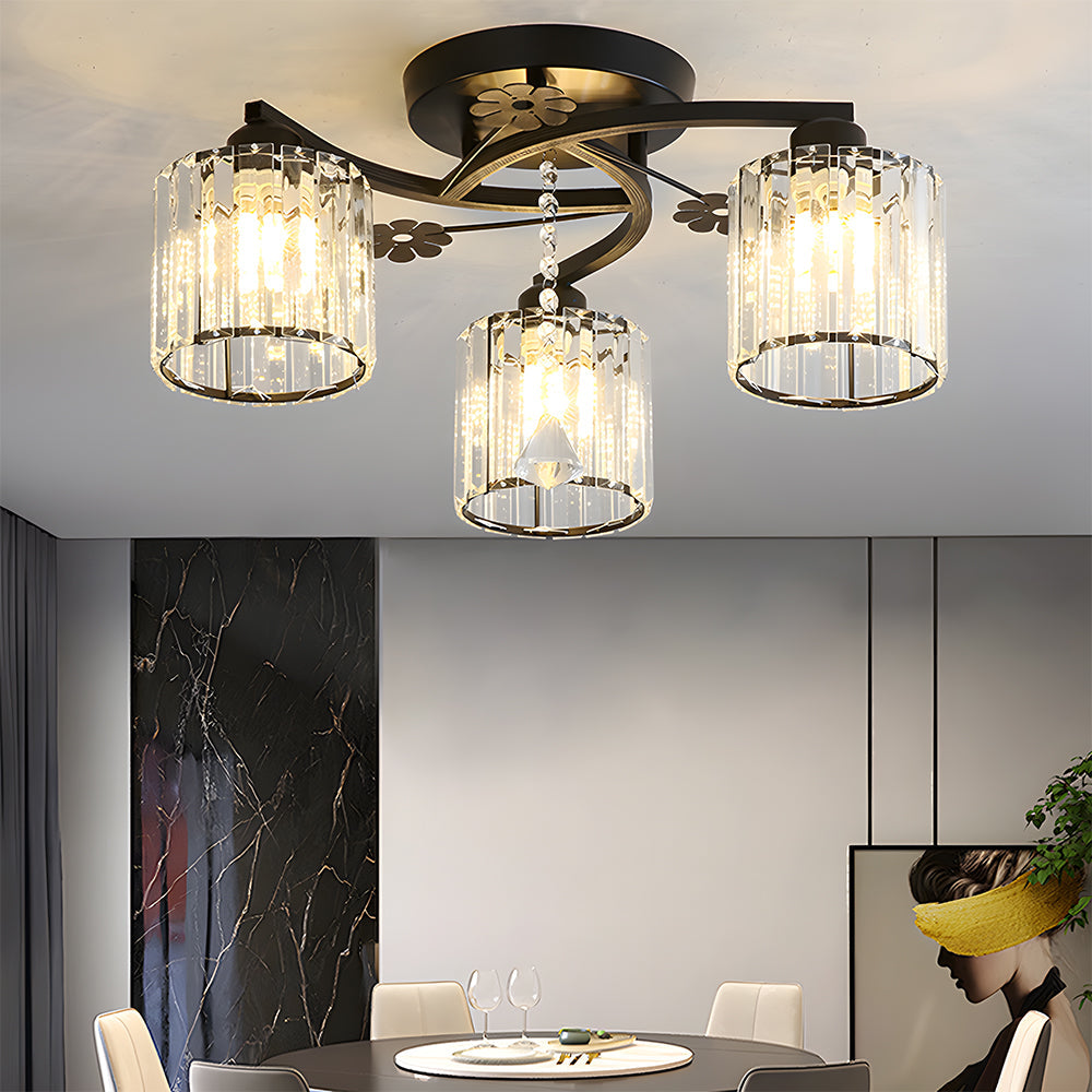 Crystal Luxury Semi Flush Ceiling Light