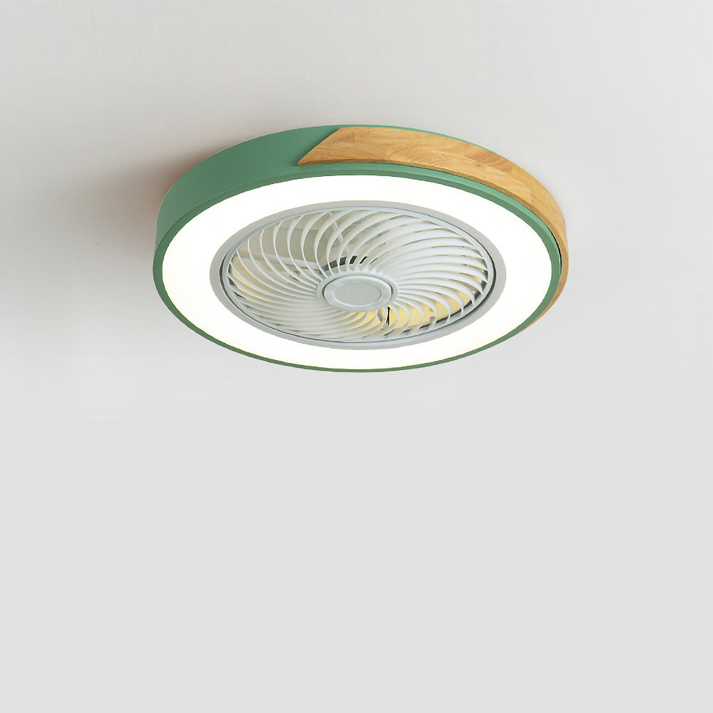 Round Modern Wood Ceiling Fans With LED Lights