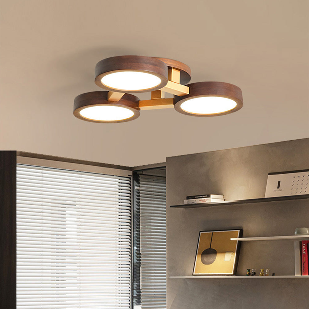 Iron Wood Modern LED Bedroom Ceiling Light