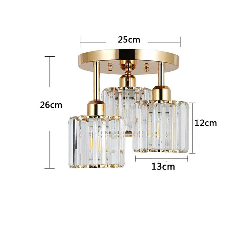 Modern Crystal Semi Flush Mount Bedroom Ceiling Light