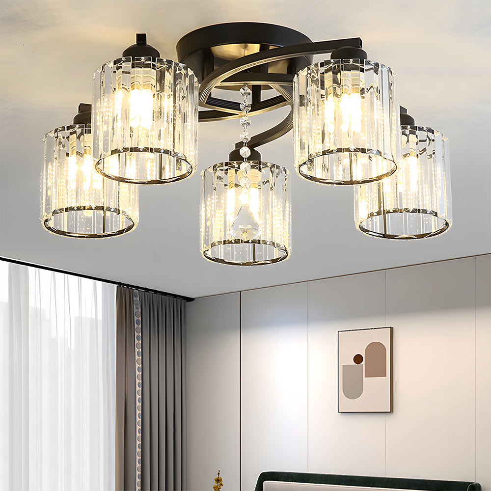 Crystal Luxury Semi Flush Ceiling Light
