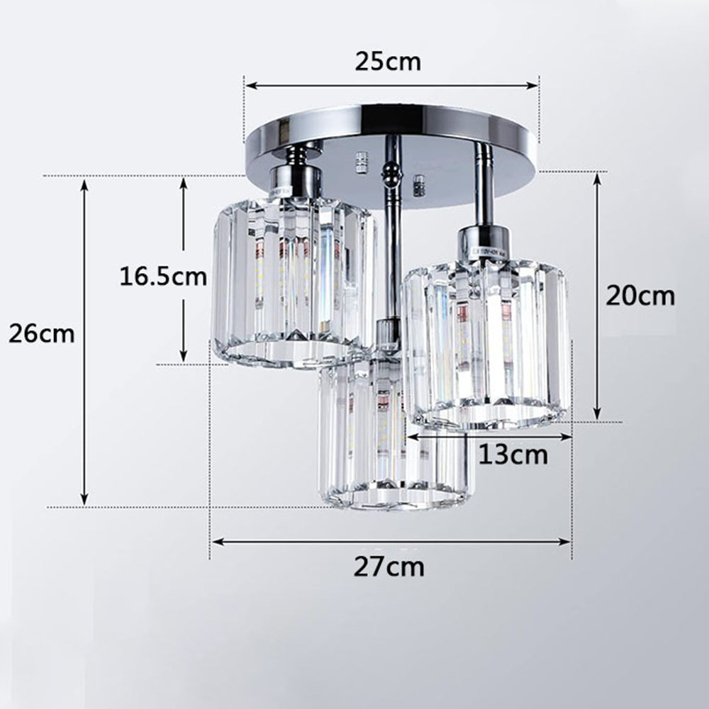 Modern Crystal Semi Flush Mount Bedroom Ceiling Light
