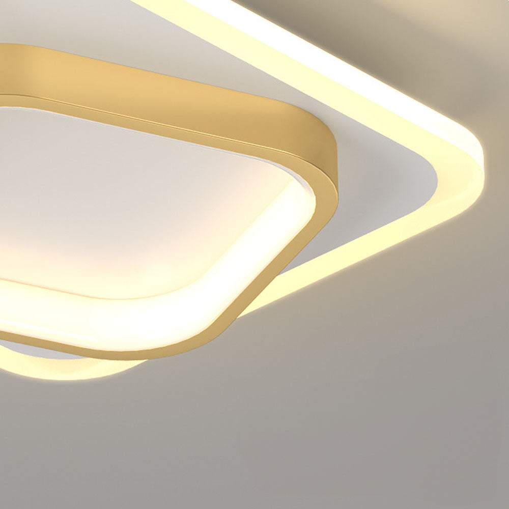 Gold Square LED Living Room Ceiling Light