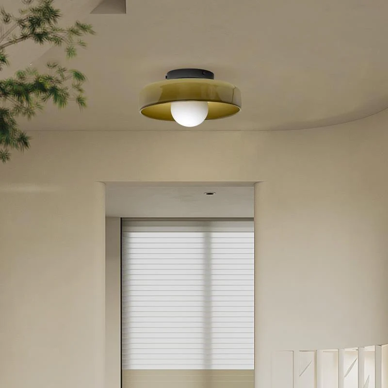 Modern Round Glass Flush Mount Kitchen Ceiling Light
