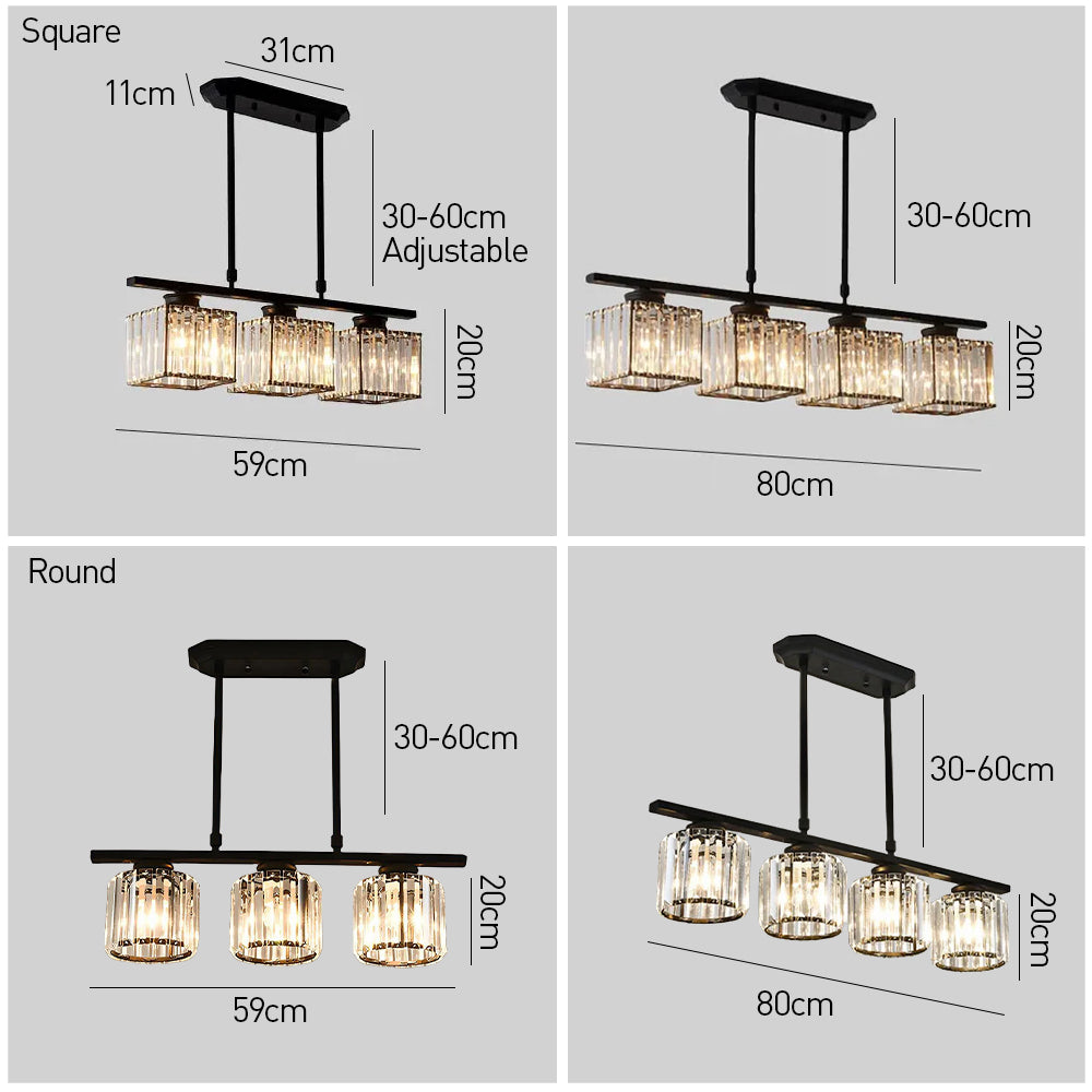 Modern Crystal Glass Kitchen Pendant Lamps