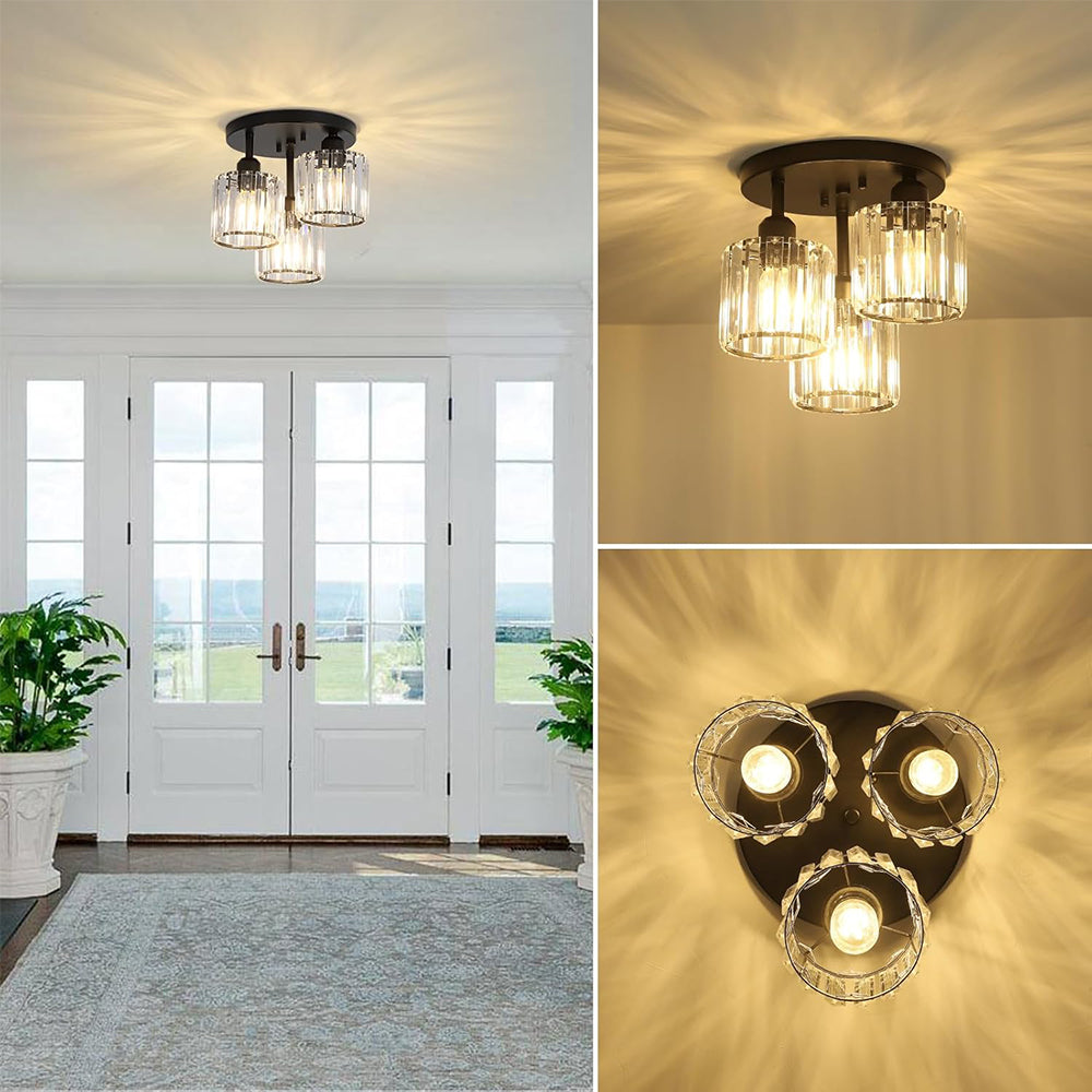 Modern Crystal Semi Flush Mount Bedroom Ceiling Light
