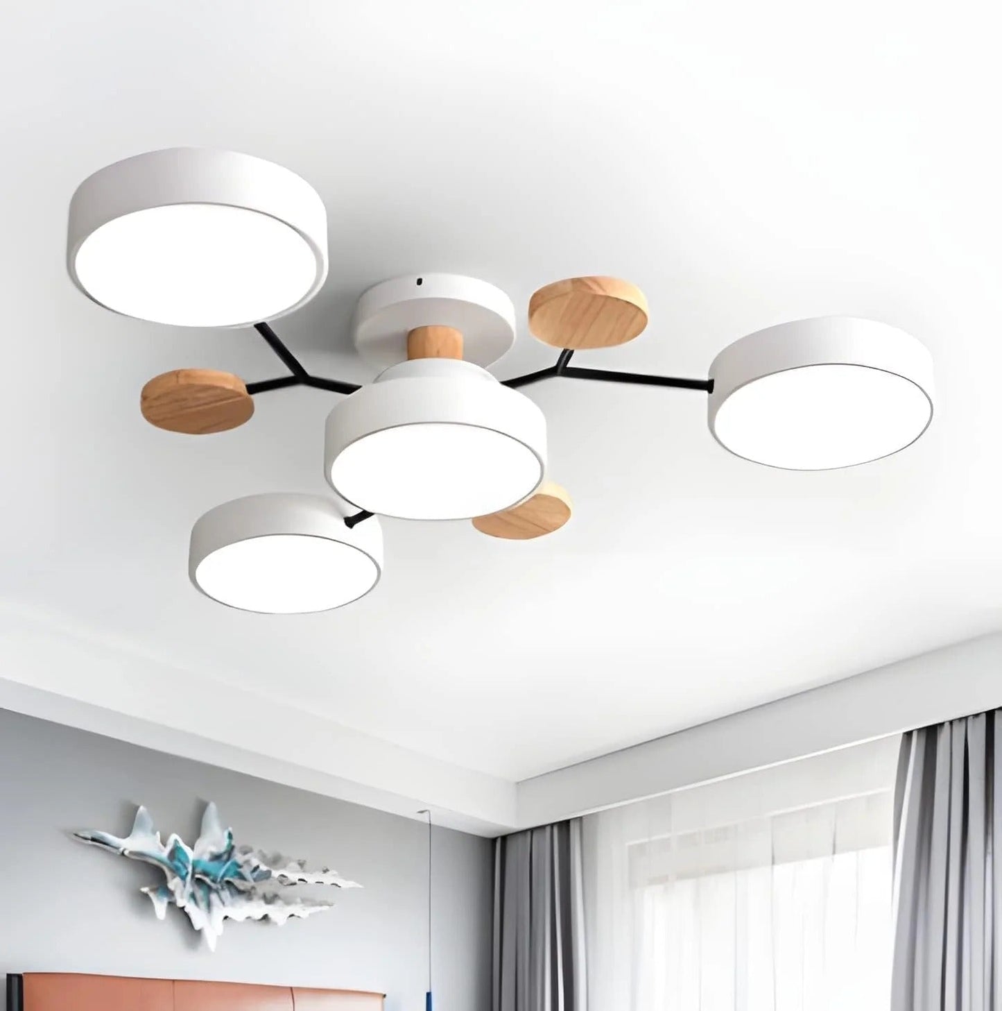 Modern Round Iron LED Semi-Flush Ceiling Chandelier