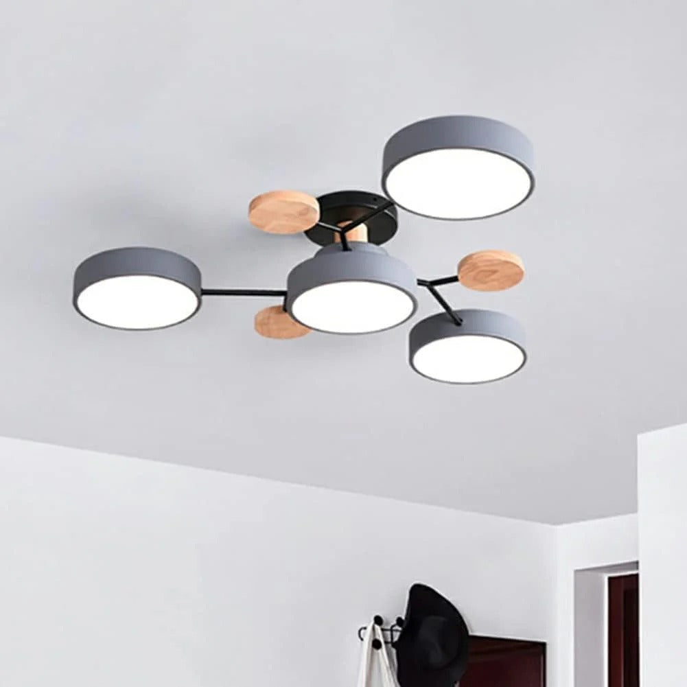 Modern Round Iron LED Semi-Flush Ceiling Chandelier