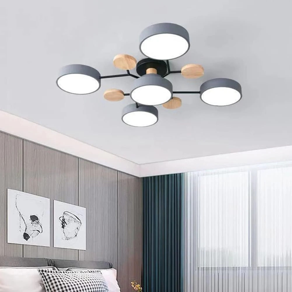 Modern Round Iron LED Semi-Flush Ceiling Chandelier
