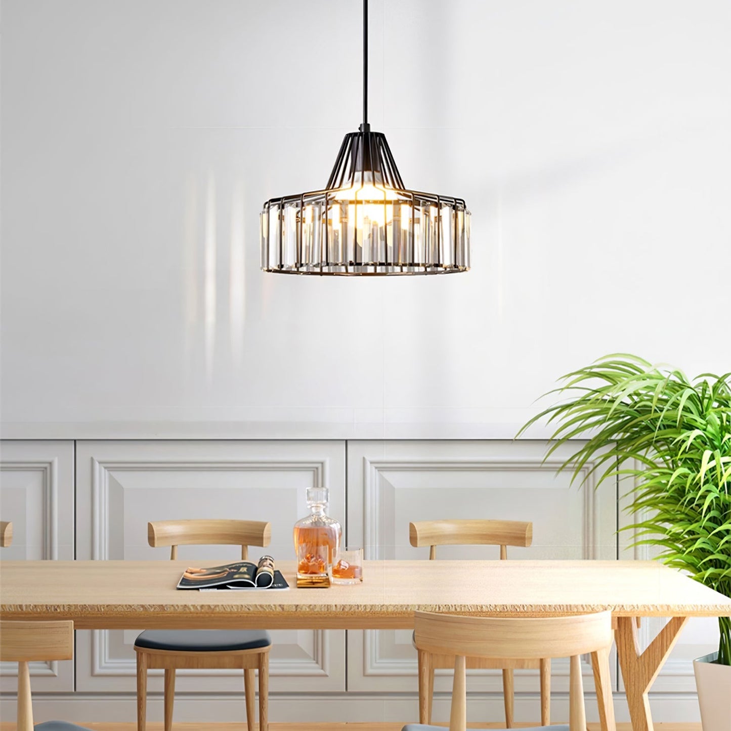 Black Modern Crystal Hanging Pendant Light