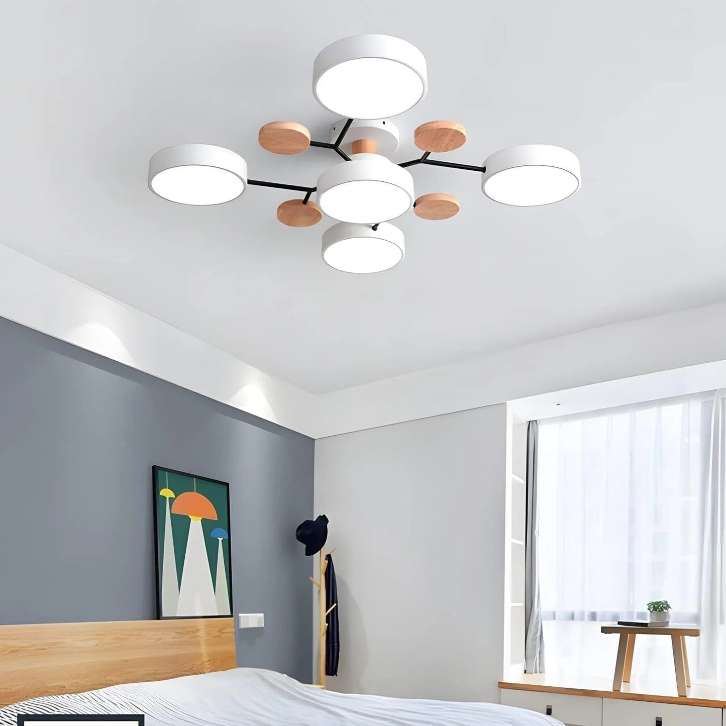 Modern Round Iron LED Semi-Flush Ceiling Chandelier