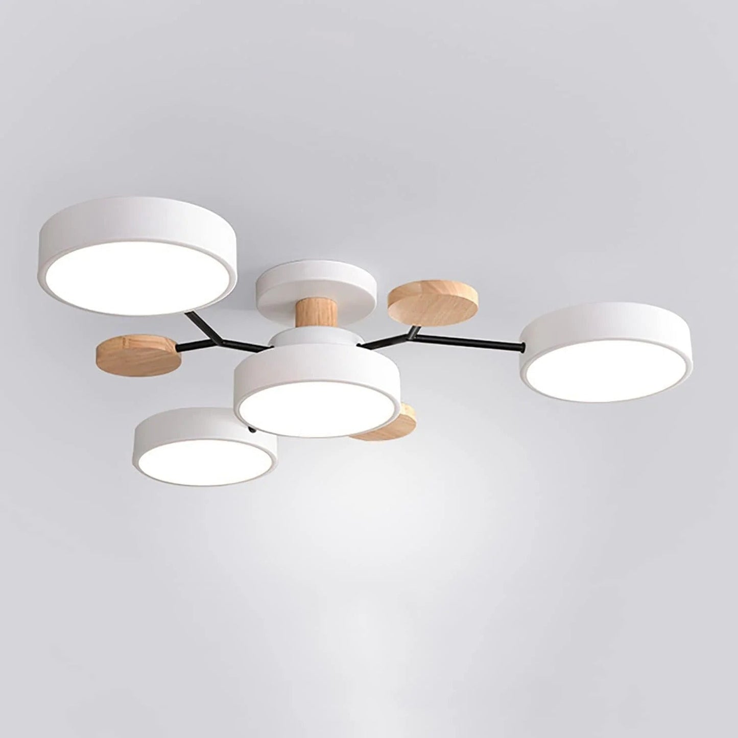 Modern Round Iron LED Semi-Flush Ceiling Chandelier