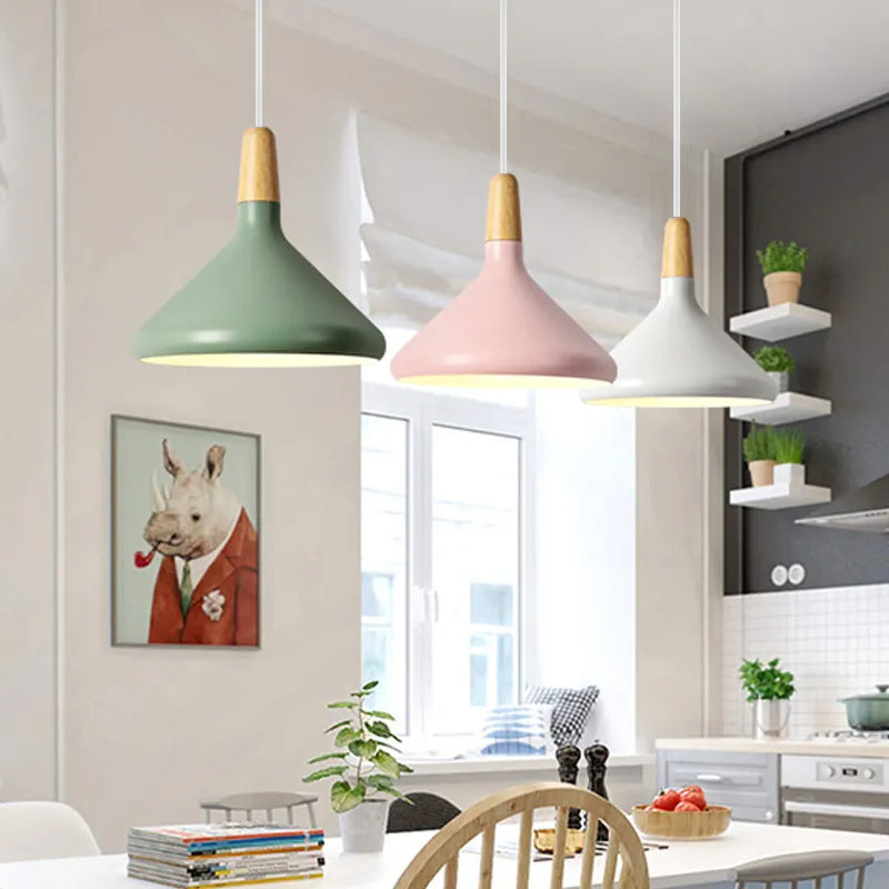 Nordic Macaron Wooden Creative Pendant Lamp