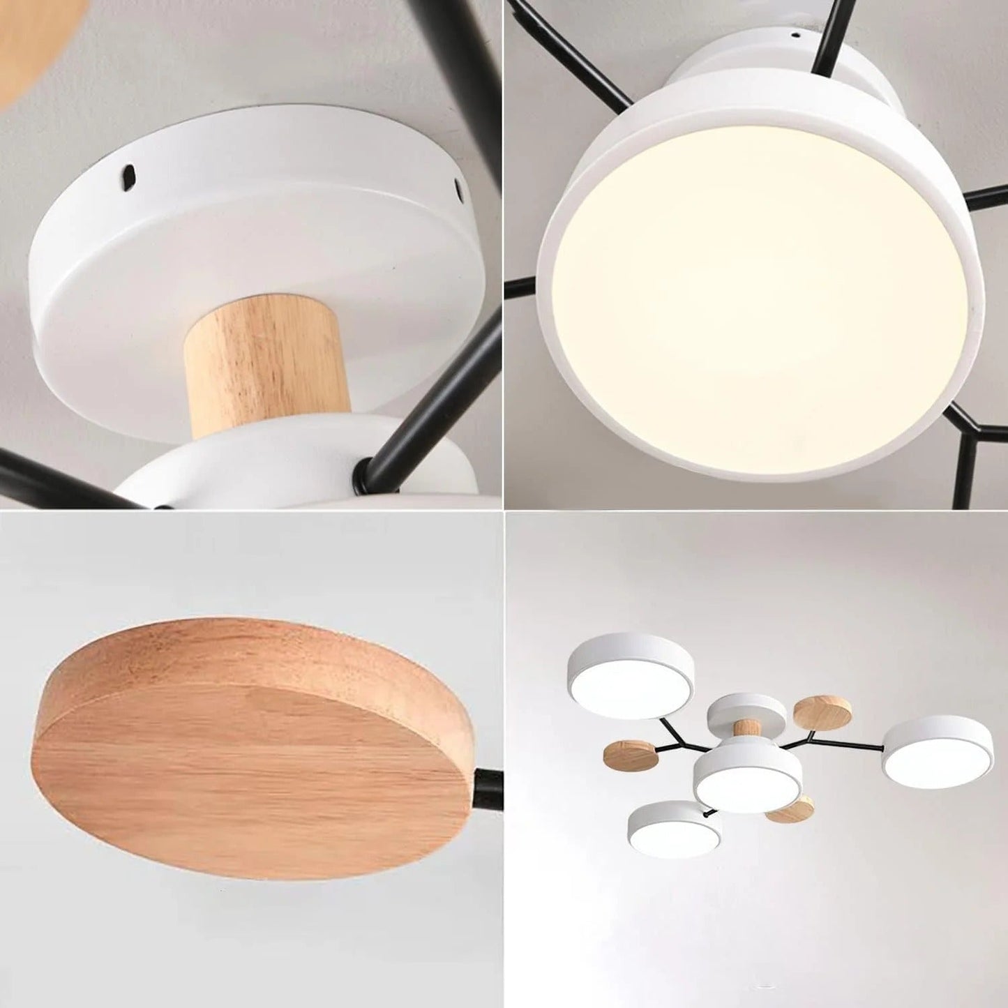 Modern Round Iron LED Semi-Flush Ceiling Chandelier