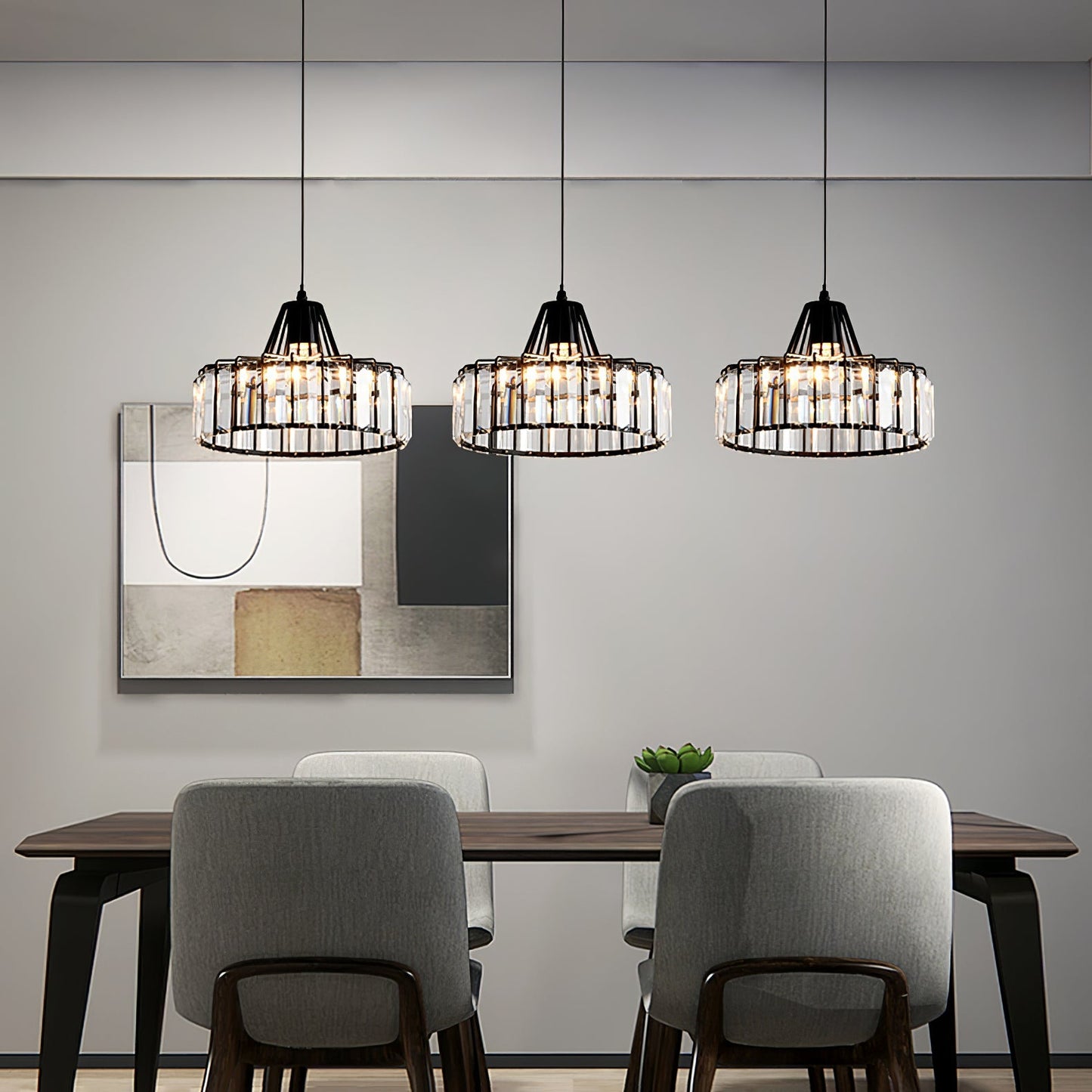 Black Modern Crystal Hanging Pendant Light